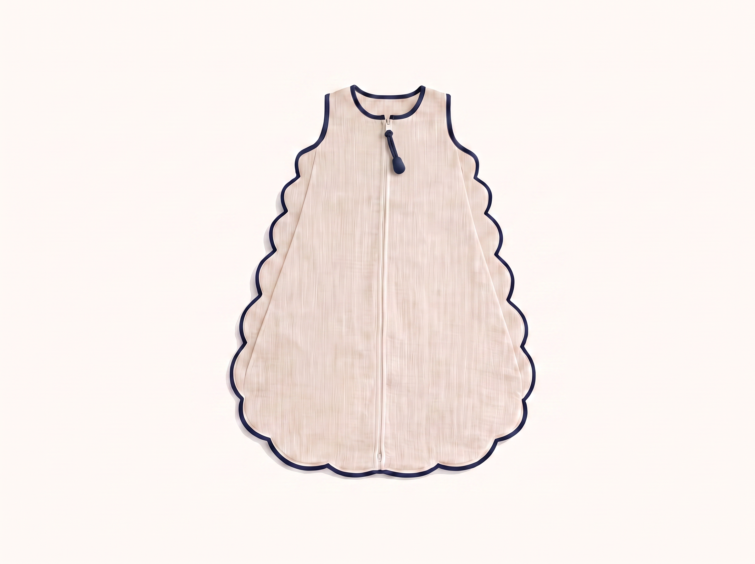 Muslin Baby Sleeping Bag, Beige with blue rim